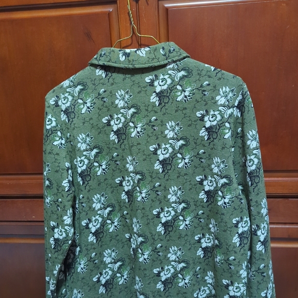 Blair Snap Button Front Shacket Shirt Jacket Sz Med Fleece Green White Black - Picture 5 of 9